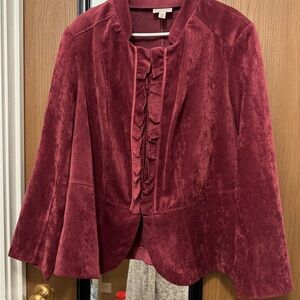 Dress Barn Velvety Cranberry Colored Dress Jacket